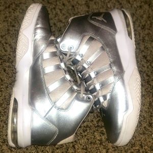 metallic silver youth air jordans